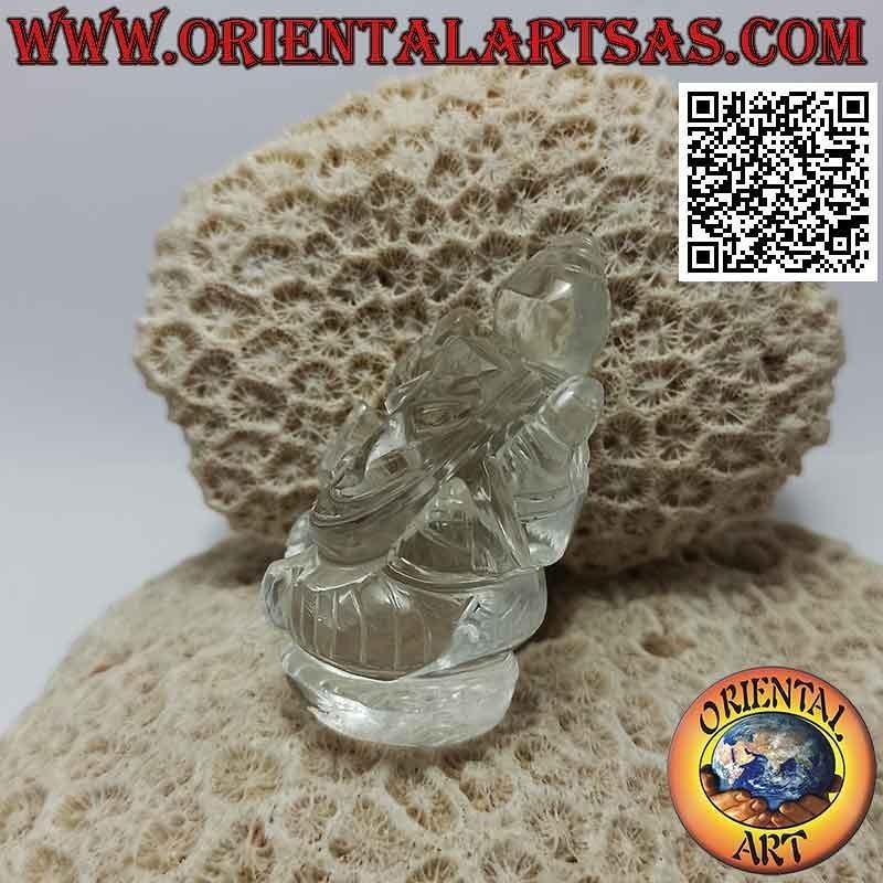 Escultura de Ganesh "el Dios elefante" sentado en cristal de roca de 6 cm