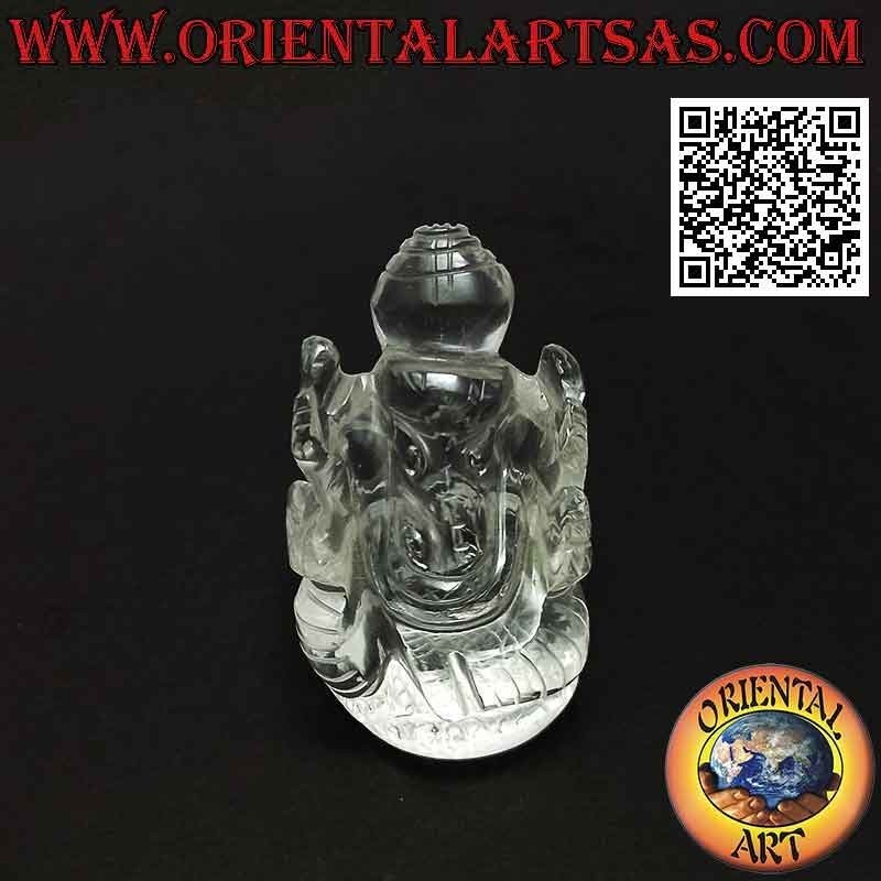 Scultura Ganesh "il Dio elefante" seduto in cristallo di rocca da 6 cm
