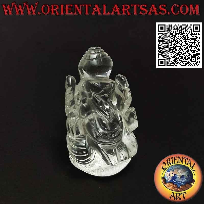 Escultura de Ganesh "el Dios elefante" sentado en cristal de roca de 6 cm