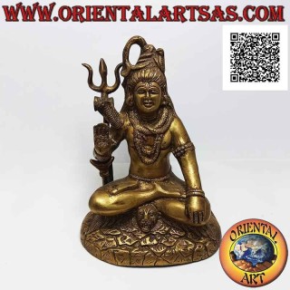 Escultura de Shiva en posición clásica, una de las principales deidades hindúes, en latón 19 cm