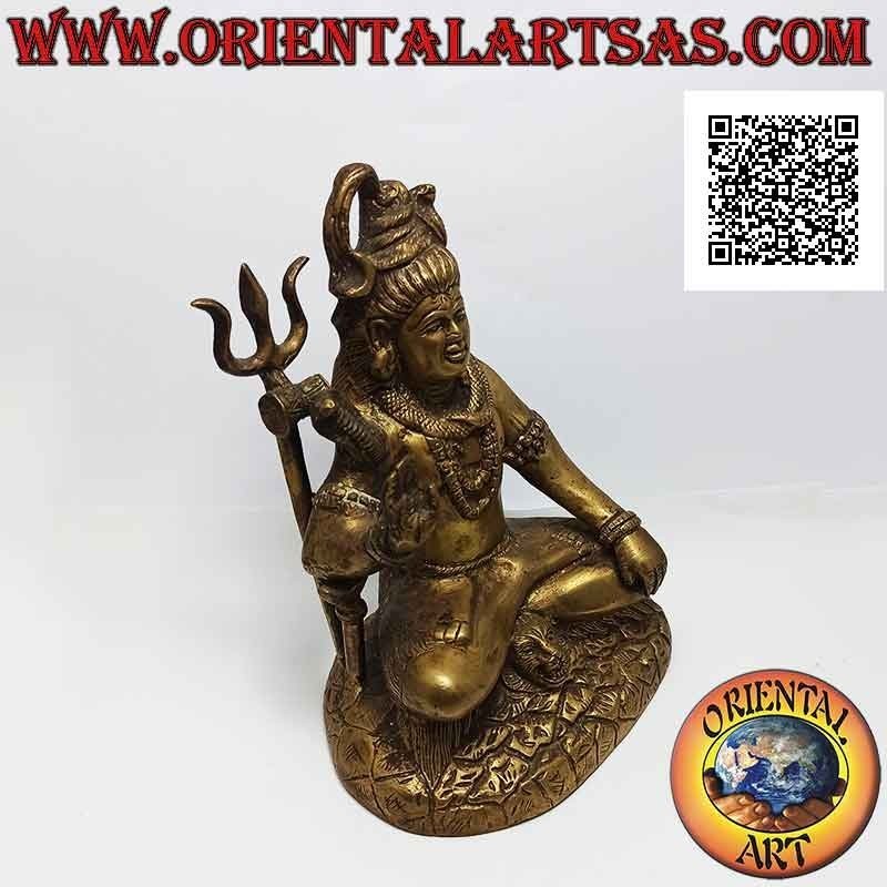 Sculpture de Shiva en position classique, une des principales divinités hindoues, en laiton 19 cm