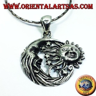 colgante de plata, sol y luna