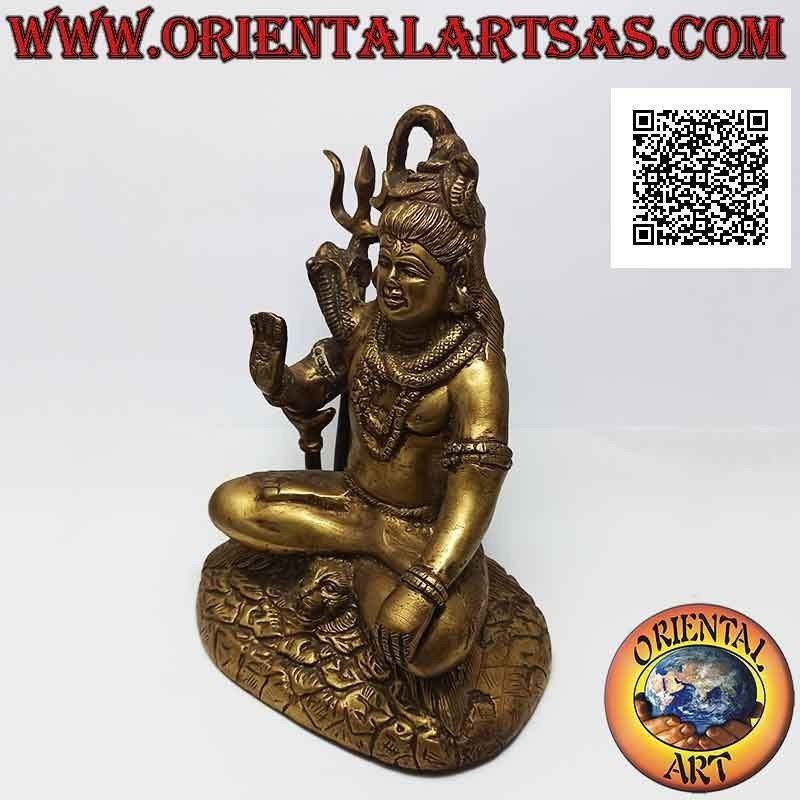 Skulptur von Shiva in klassischer Position, einer der wichtigsten hinduistischen Gottheiten, aus Messing 19 cm