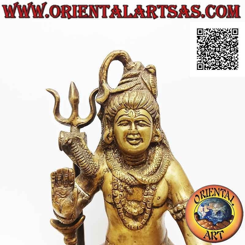 Scultura di Shiva in posizione classica, una delle principali divinità induiste, in ottone da 19 cm