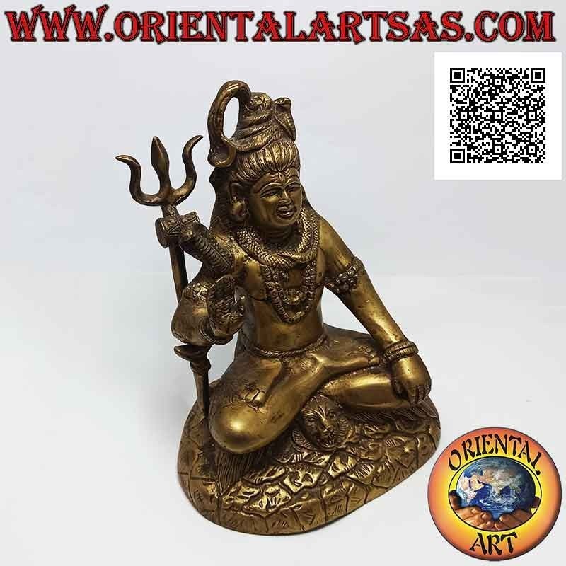 Sculpture de Shiva en position classique, une des principales divinités hindoues, en laiton 19 cm