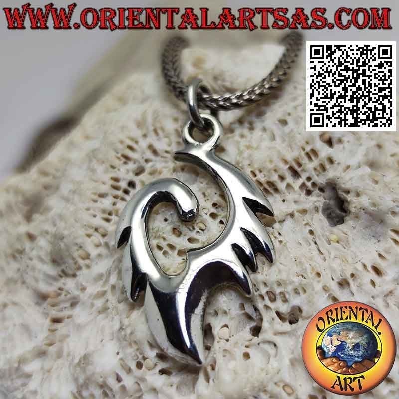 Silver pendant in the shape of a fish hook in Maori style - tribal
