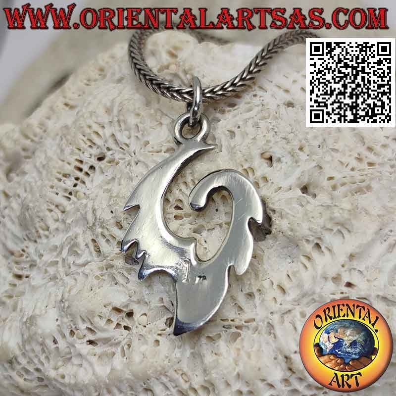 Pendentif en argent en forme d'hameçon de style maori - tribal