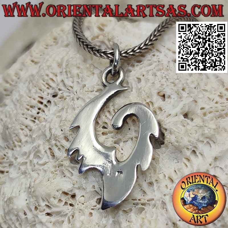 Colgante de plata en forma de anzuelo en estilo maorí - tribal