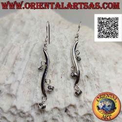 Silver earrings with wavy...