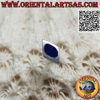 Silberner Mini-Ohrring, glatte Raute mit Draht oval Lapislazuli