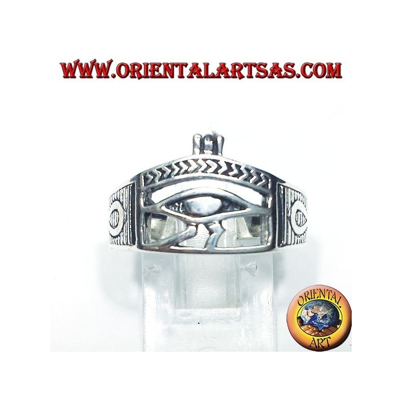 anello  in argento occhio di Horus con Ankh
