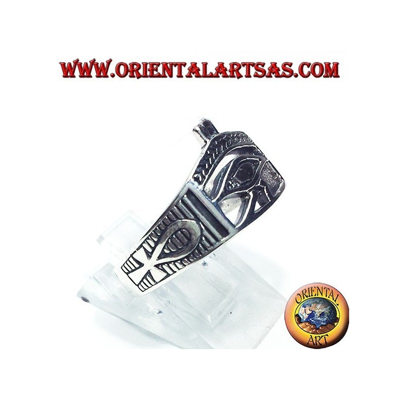 Bague en argent avec Eye of Horus Ankh