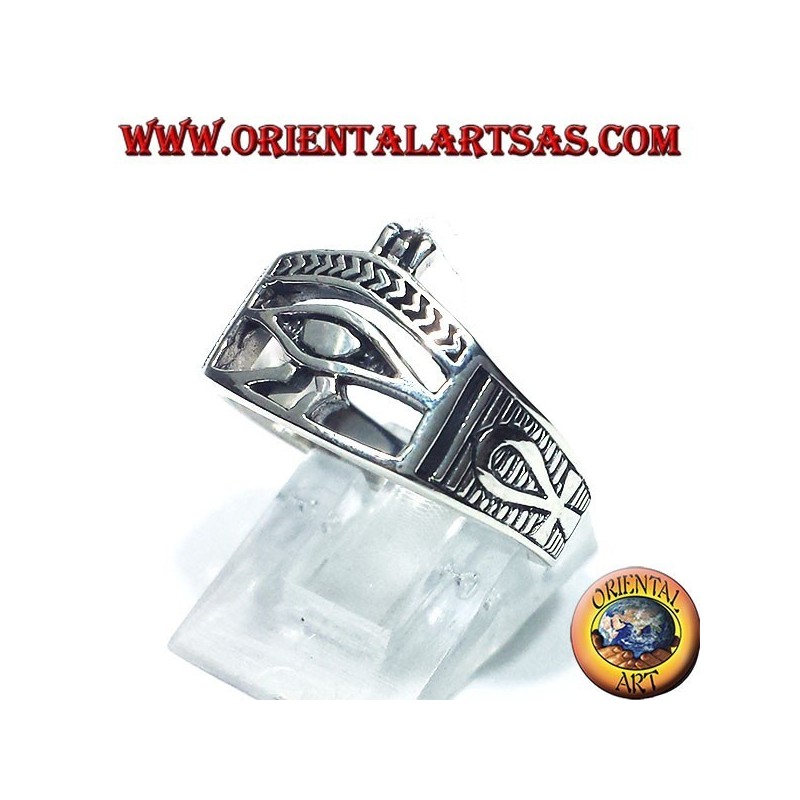 Bague en argent avec Eye of Horus Ankh