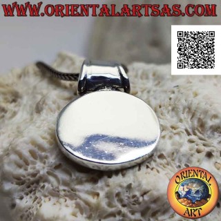 Silver pendant, horizontal oval smooth medal with tubular hook (engravable)