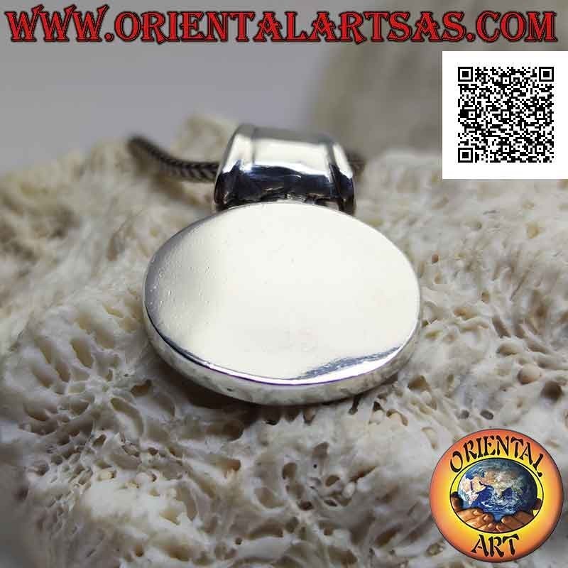 Pendentif en argent, médaille ovale horizontale lisse avec crochet tubulaire (gravable)