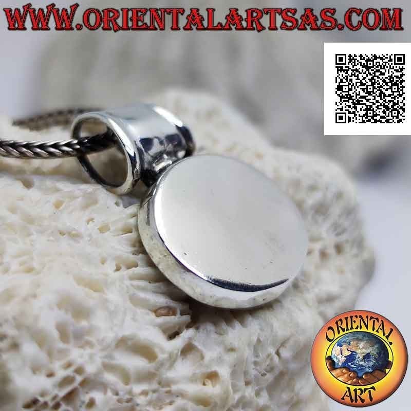 Pendentif en argent, médaille ovale horizontale lisse avec crochet tubulaire (gravable)