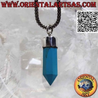 Colgante de plata con prisma hexagonal puntiagudo de turquesa (2)