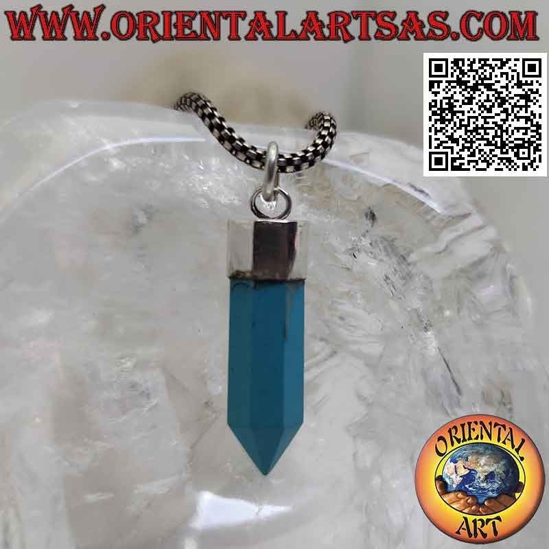 Silver pendant with pointed hexagonal prism of turquoise (2)