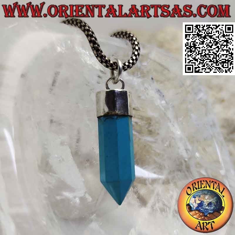 Pendentif en argent avec prisme hexagonal pointu de turquoise (2)