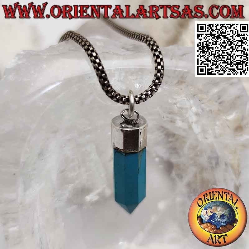 Colgante de plata con prisma hexagonal puntiagudo de turquesa (2)