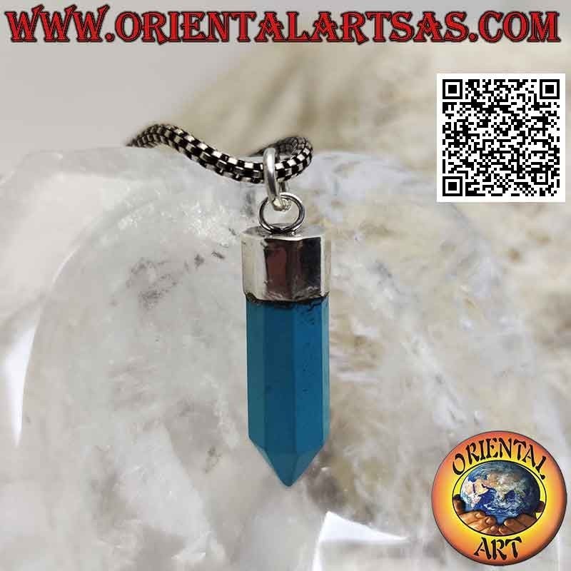 Silver pendant with pointed hexagonal prism of turquoise (2)