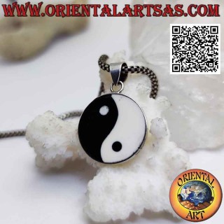 Silver yin yang pendant "Tao" flat 18 mm Ø
