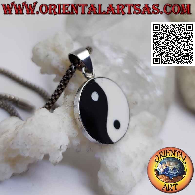 Pendentif yin yang en argent "Tao" plat 18 mm Ø