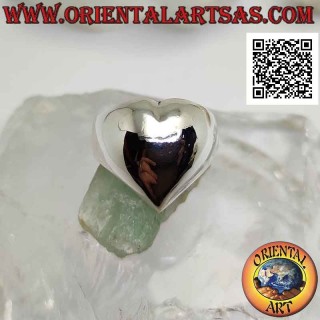 Bague en argent lisse en forme de coeur convexe