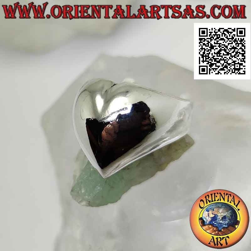 Anillo de plata lisa en forma de corazón convexo