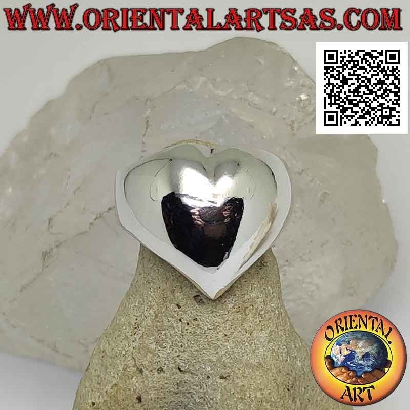 Bague en argent lisse en forme de coeur convexe