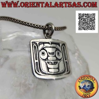 Ciondolo in argento medaglietta con Wiracocha, divinità maggiore Inca in bassorilievo