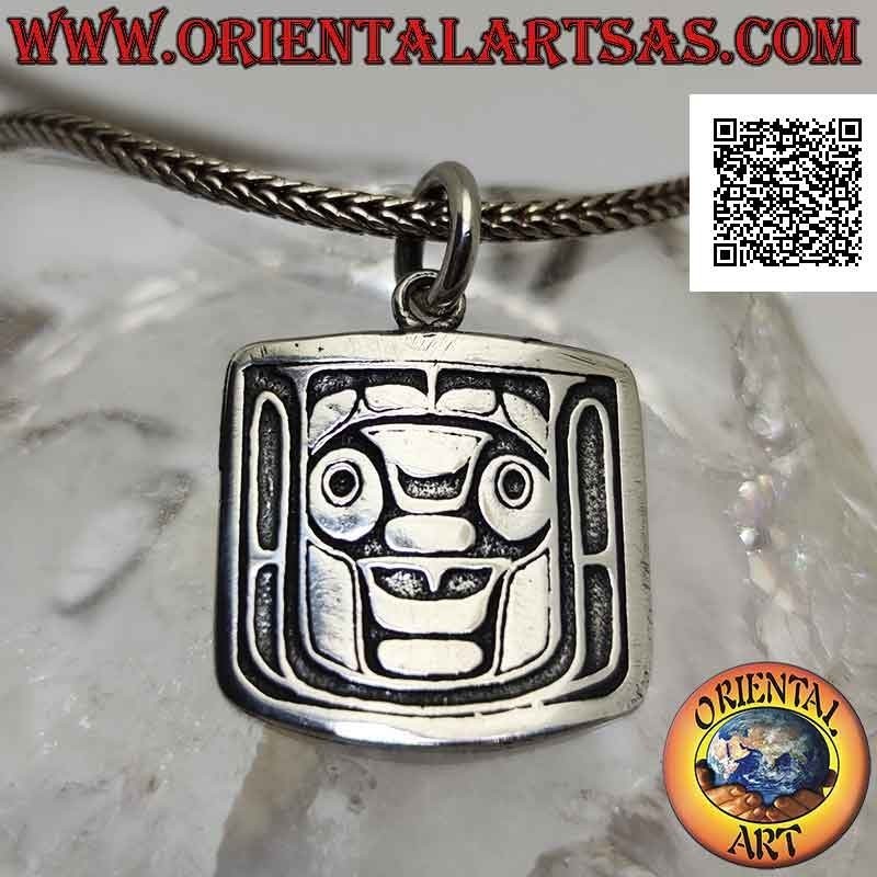 Ciondolo in argento medaglietta con Wiracocha, divinità maggiore Inca in bassorilievo