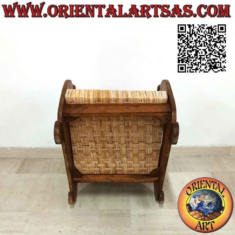 Sillón bajo de estilo imperial en madera de teca y bambú (doble correa)