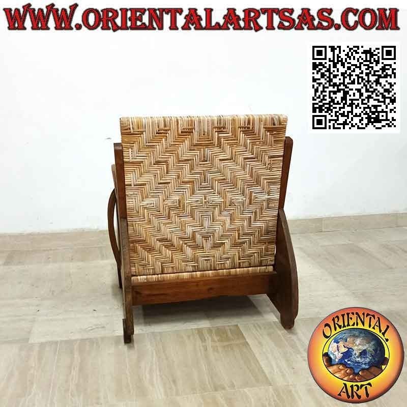 Imperial style low armchair in teak wood and bamboo (double strap)