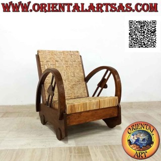 Poltrona bassa in stile imperiale in legno di teak e bambù (doppia fascetta e cuore)
