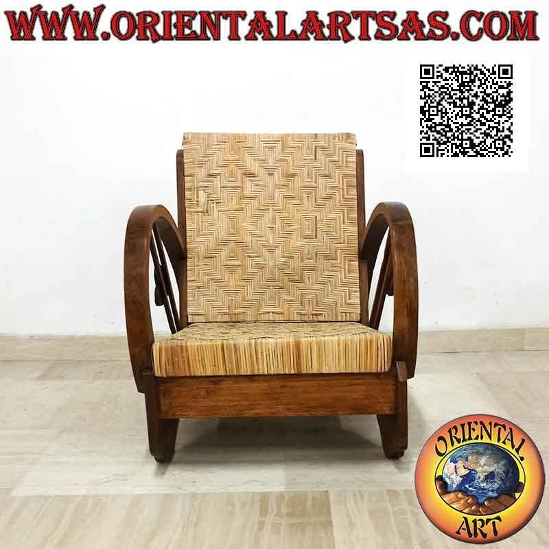 Poltrona bassa in stile imperiale in legno di teak e bambù (doppia fascetta e cuore)
