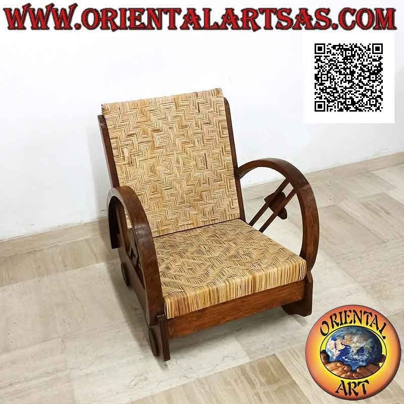 Poltrona bassa in stile imperiale in legno di teak e bambù (doppia fascetta e cuore)