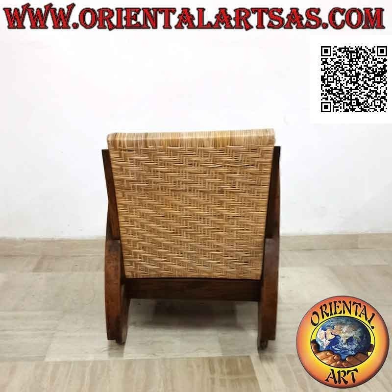 Sillón bajo de estilo imperial en madera de teca y bambú (doble correa y corazón)