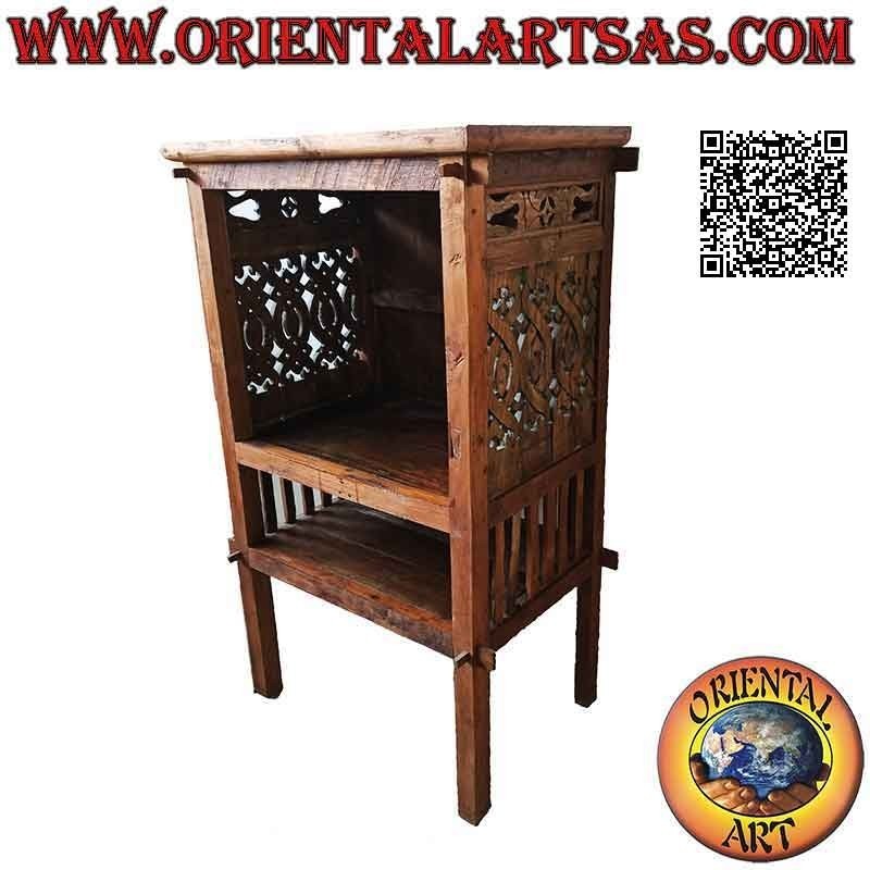 Mueble de TV antiguo con decoración tallada a mano en madera de teca antigua