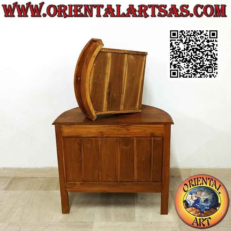 Half-moon chest of drawers with three drawers in teak wood