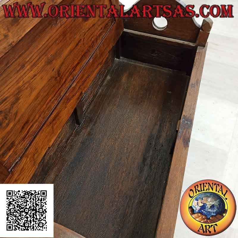 Bench - chest with floral decoration carved in teak wood (can be opened)