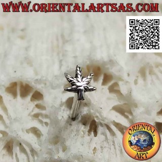 Mini-Ohrring / Nasenstück in Silber, das Marihuana-Blatt