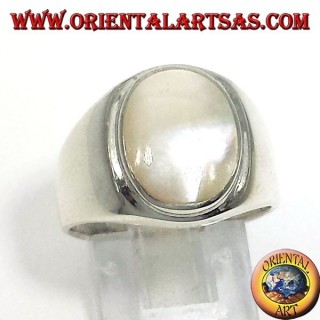 Anello in argento  con Madreperla ovale
