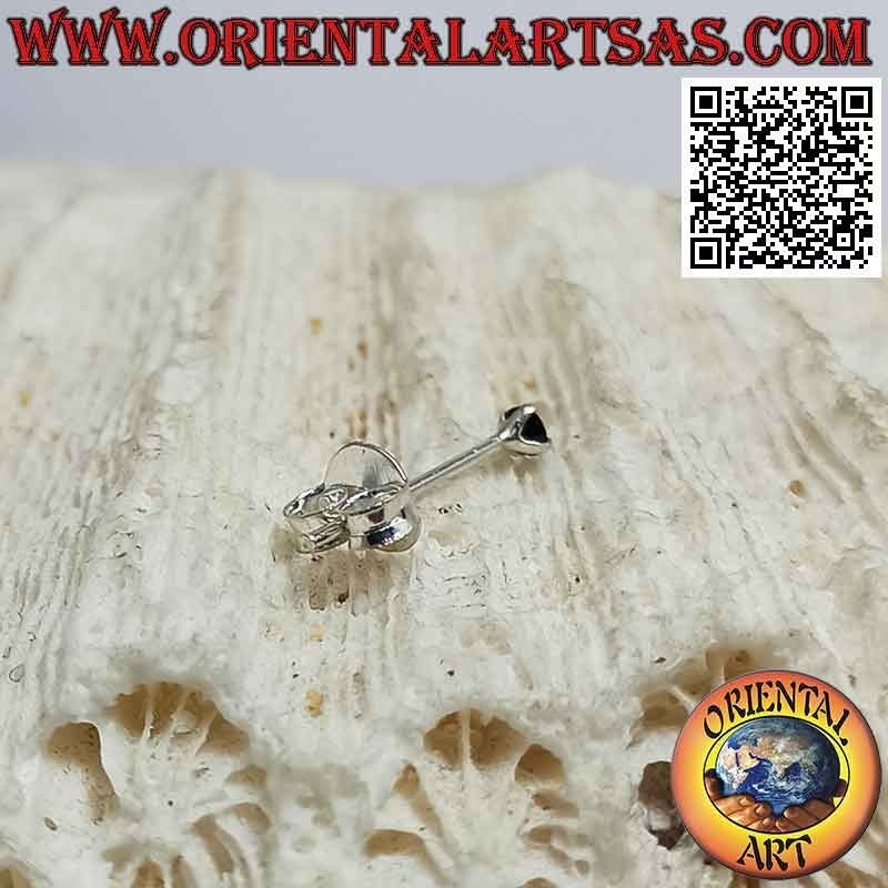 Mini boucle d'oreille en argent, serti zircon noir facetté (rond)