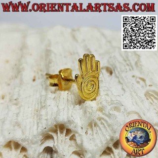 Mini boucle d'oreille en argent, la main indigène avec spirale (plaqué or)