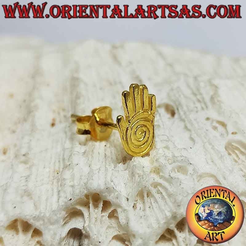 Mini earring in silver, the indigenous hand with spiral (gold plated)