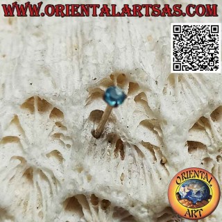 Mini pendiente / nariz en plata, circonita azul claro facetada (redonda) 2 mm