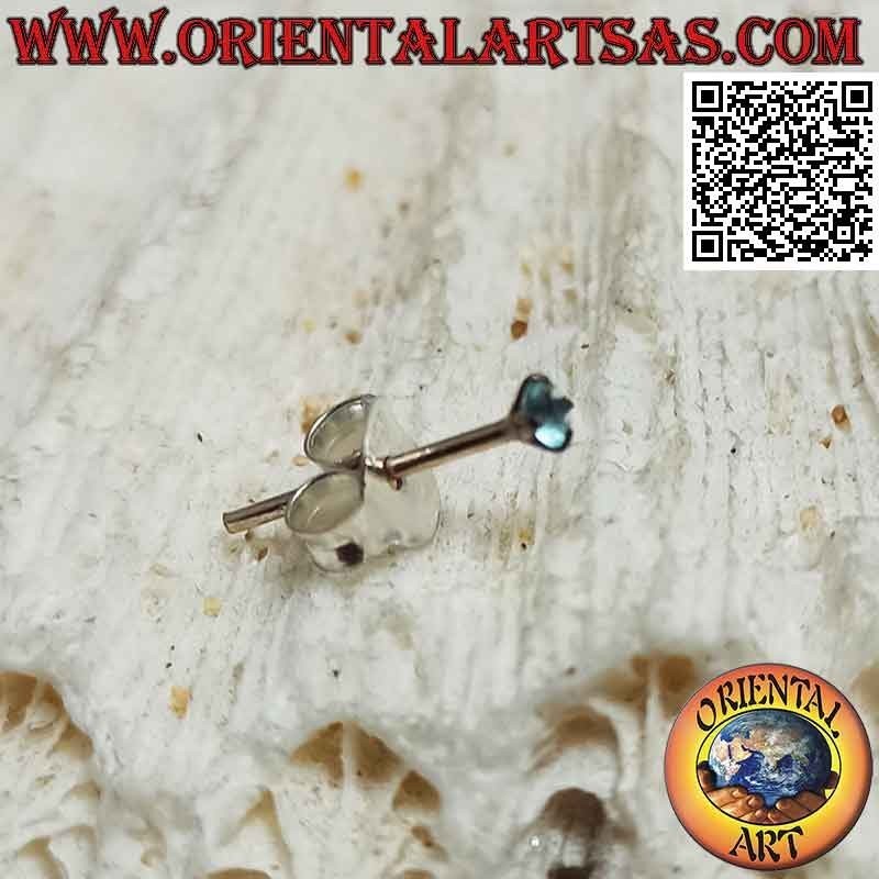 Mini pendiente / nariz en plata, circonita azul claro facetada (redonda) 2 mm
