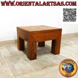 Tavolino basso da salotto quadrato squadrato in stile "essential" in legno di teak (40*40)