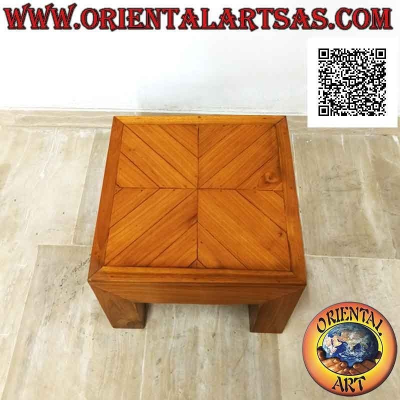 "Essential" style square square coffee table in teak wood (40 * 40)